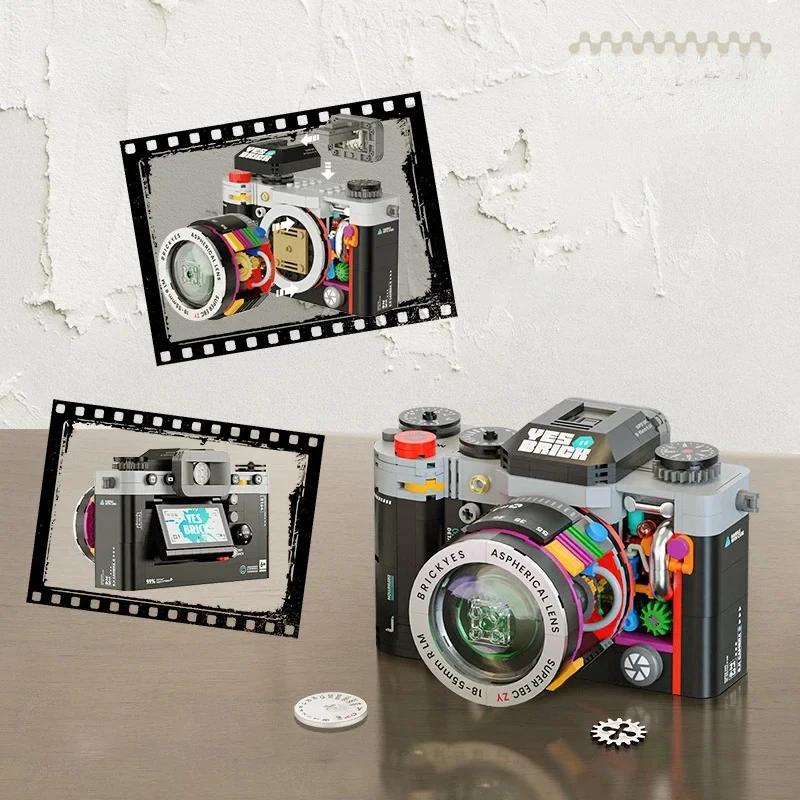 Retro Camera Series Building Blocks Mini Brick Retro Desktop Ornament for Students Model Toy Kids Birthday Graduation Gifts Set