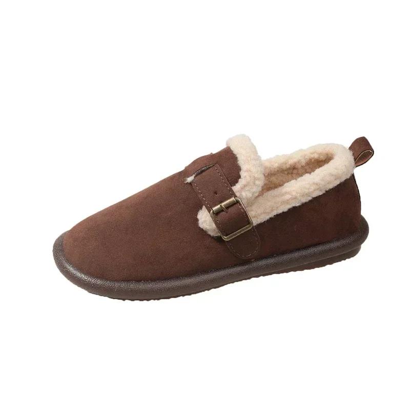 fashion Winter Women's Plus Velevt Flat Shoes New Keep Warm Shallow Flock Snow Boots for Women Outdoor Causal Shoes Women's Ankle Boots