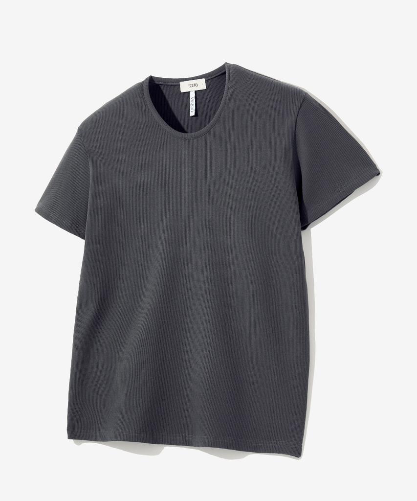 ECORR [Ecr X Mergo] Ribbed Round Neck Short Sleeve T-Shirt : 4 Colors