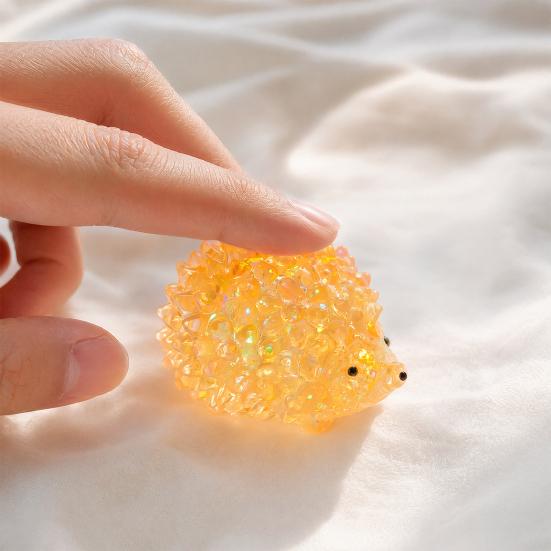 Yousheng Mini Hedgehog Squeeze Toy with Glitter, Soft Stretchy Clear Rabbit Sensory Toy, Anxiety Relief Sugar Stress Ball Fidget Toy