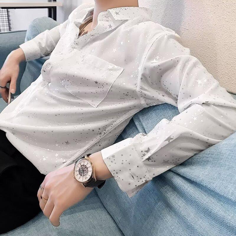 Men S Loose Long Sleeve Shirt Japanese Style Casual Trendy Shirt