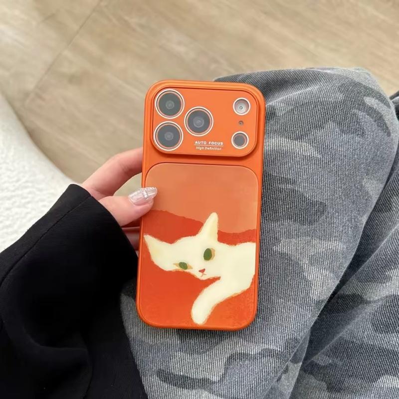 Cute Oil Painting Cat Orange Love Heart Magnetic Wireless Charging Shock Proof Phone Cover Case for iPhone 17 16 15 14 Pro Max