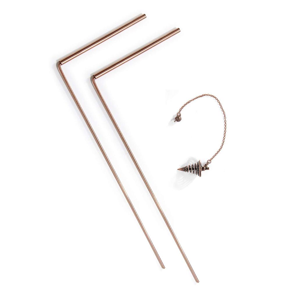 99.9% Copper Dowsing Rod Psychic Divination Copper Pendulum Kit Telescopic Dowsing Rods For Crystal Pendants Accessories Kit