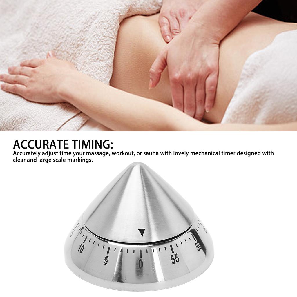 Pointed Mechanical Timer Clear Scale Stainless Steel Cooking Mechanical Reminder for Kitchen Sauna