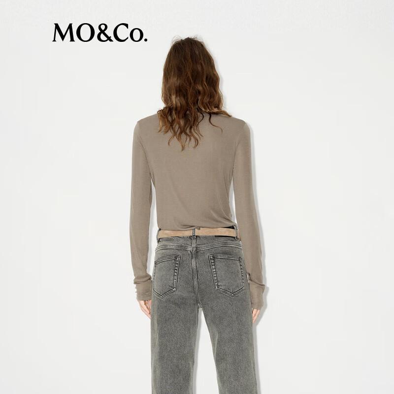 MO&Co. Deconstructed High-Neck Stretch Tencel Wool Top