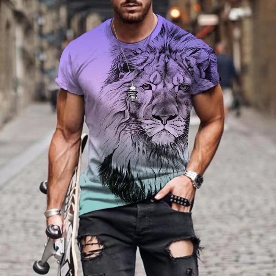 

Летние топы с рисунком животных, мужские футболки, одежда больших размеров, повседневная футболка с 3D принтом, топ с короткими рукавами и круглым вырезом, дышащие мужские рубашки S