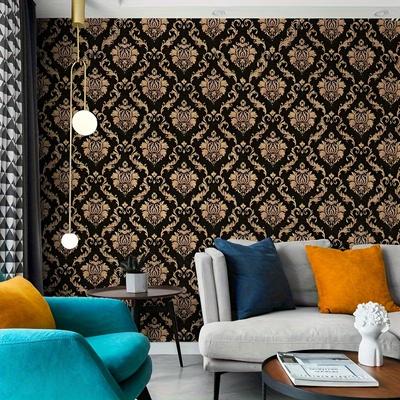 1 Rolle Wasserdichte Europäische Tapete Selbstklebend Blumenmuster für Hotel Schlafzimmer Wohnheim Zuhause Wanddeko