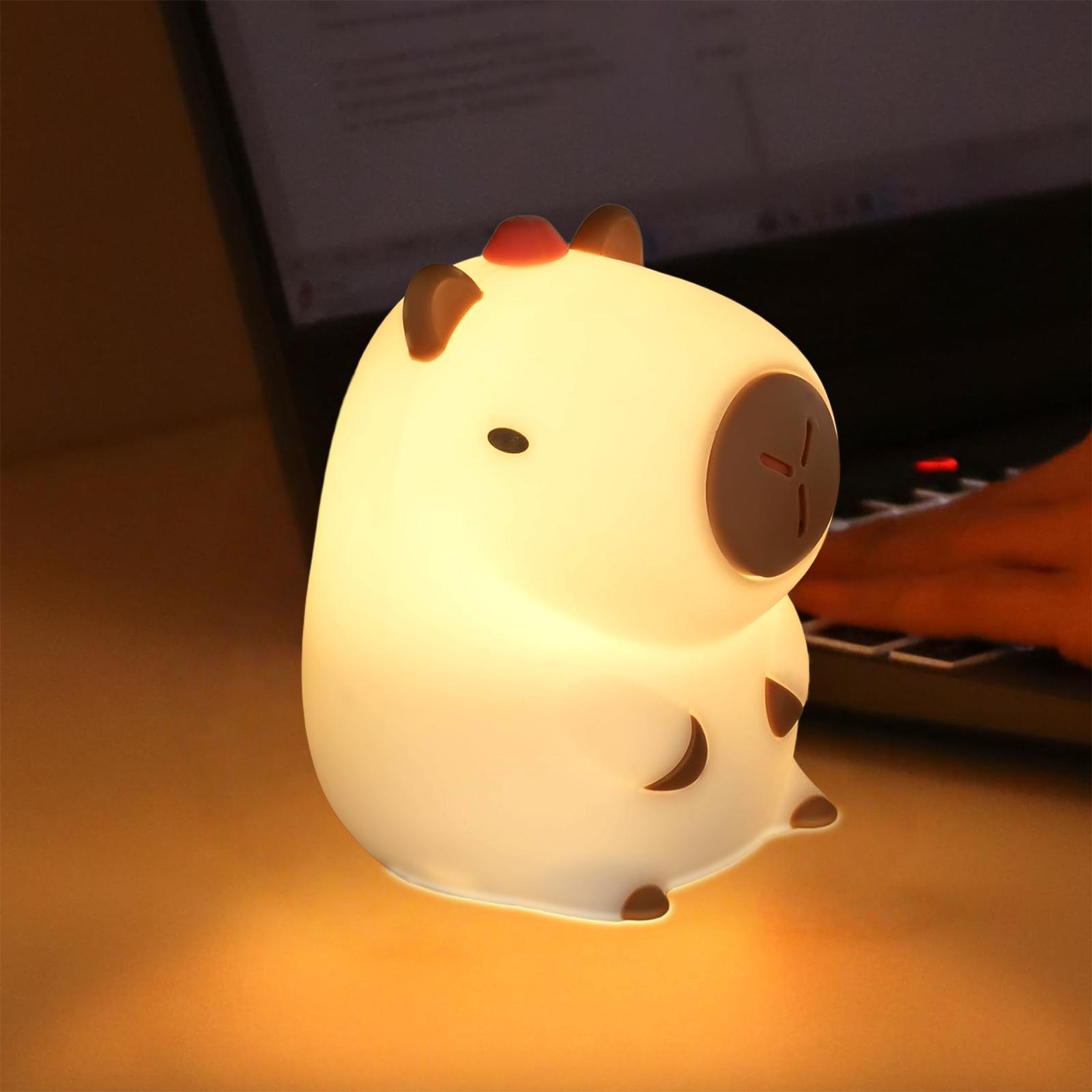 

Милый силиконовый ночник-капибара RGB, перезаряжаемый, диммируемый, сенсорный светильник для декора детской и детской комнаты, новинка, лампа-хлопок