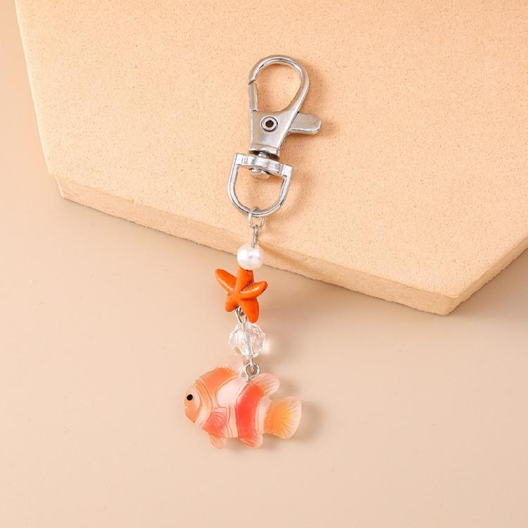 Vibrant Sea Creature Key Holder Creative Starfish Clownfish Design Resin Alloy Keyring For Everyday Use