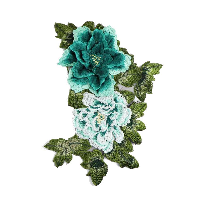 Three-Dimensional Peony Lace Embroidered Patch for Clothing