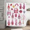 Watercolor Gnomes Shower Curtain With Valentine'S Day Decor Pink Gnome Family Love Heart Design For Bathroom Decoration