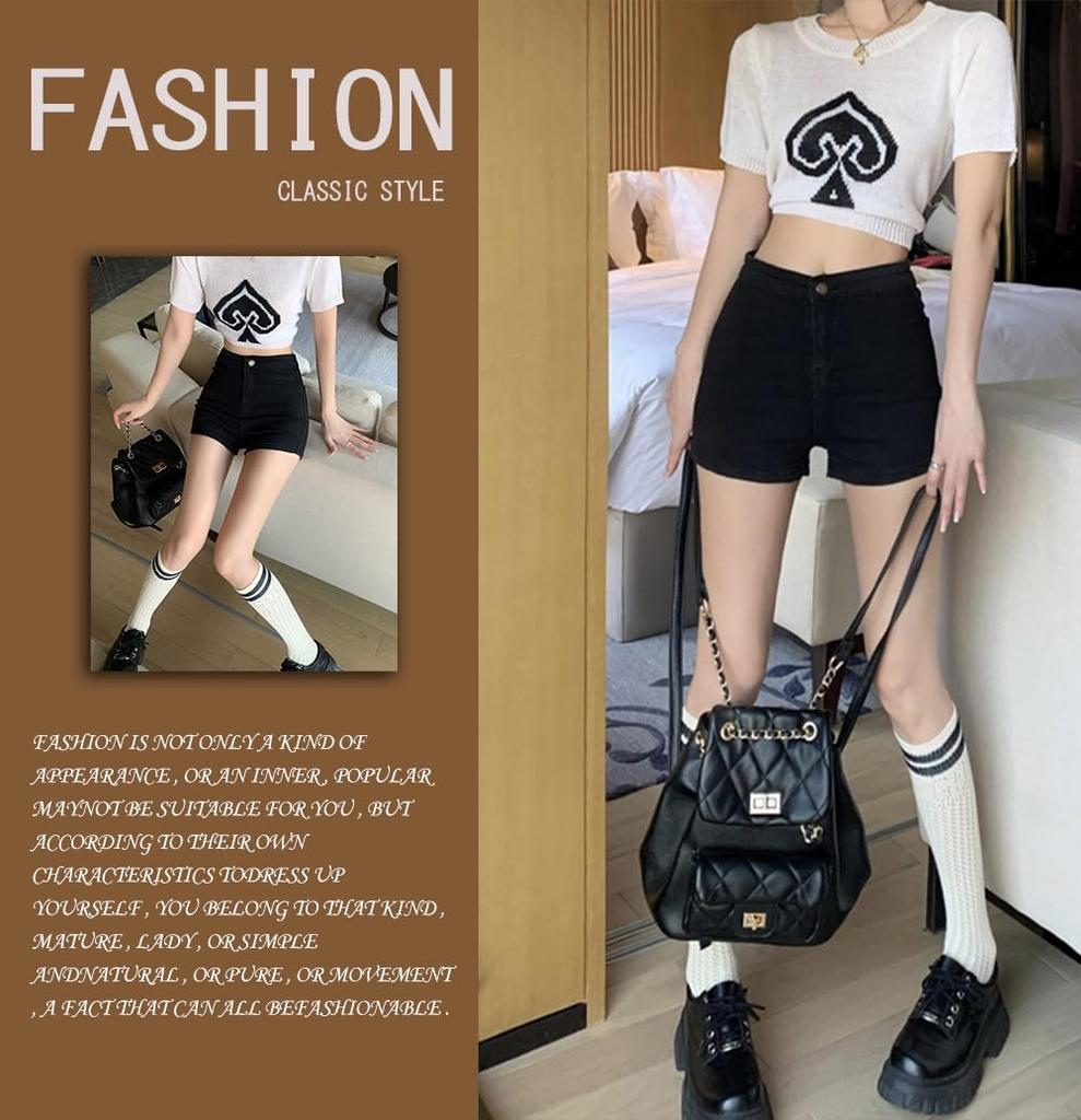 PTORGE Slim Fit Mini Solid Stylish Women's Shorts, Black, Sexy, High-Waisted, Slimming, Shorts, Color, (4 Black)