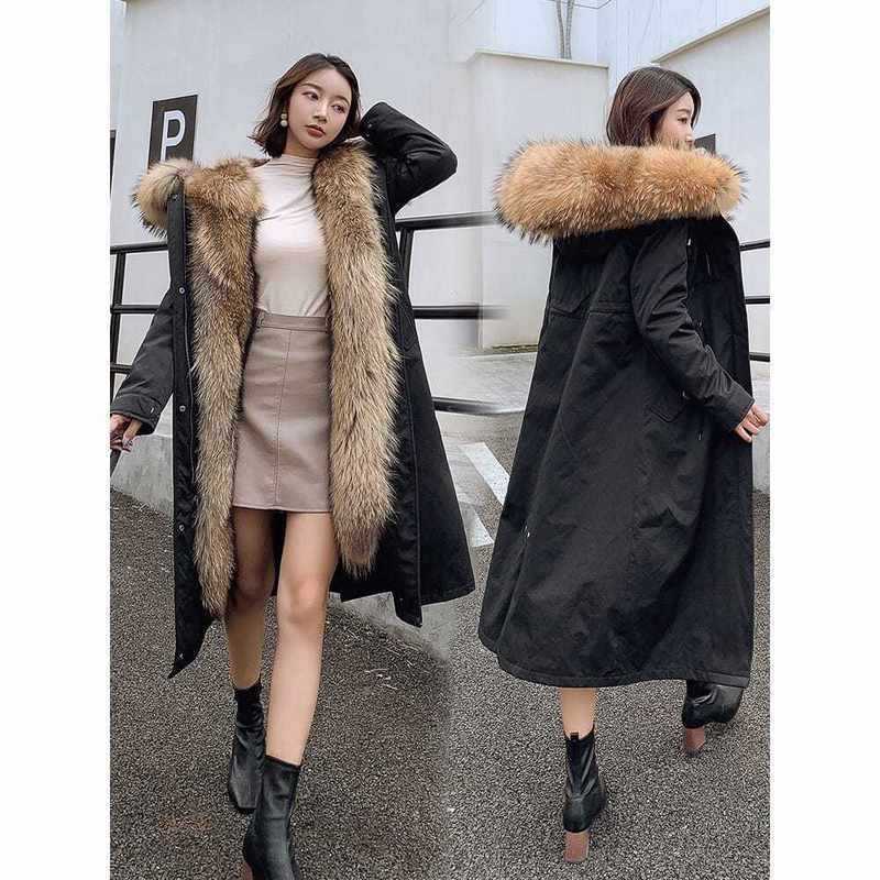 Winter new pie overcome women's medium and long imitation raccoon hair removable liner coat fur jacket large size thickened