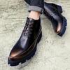 2024 Patent Leather Glossy High Top Pointy English Style Inside Heightening Men's Shoes Zipper Rivets Casual Leather Shoes