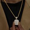 Square 3D Military Dog Tag Pendant with Full Diamond Bling On Cuban Chain