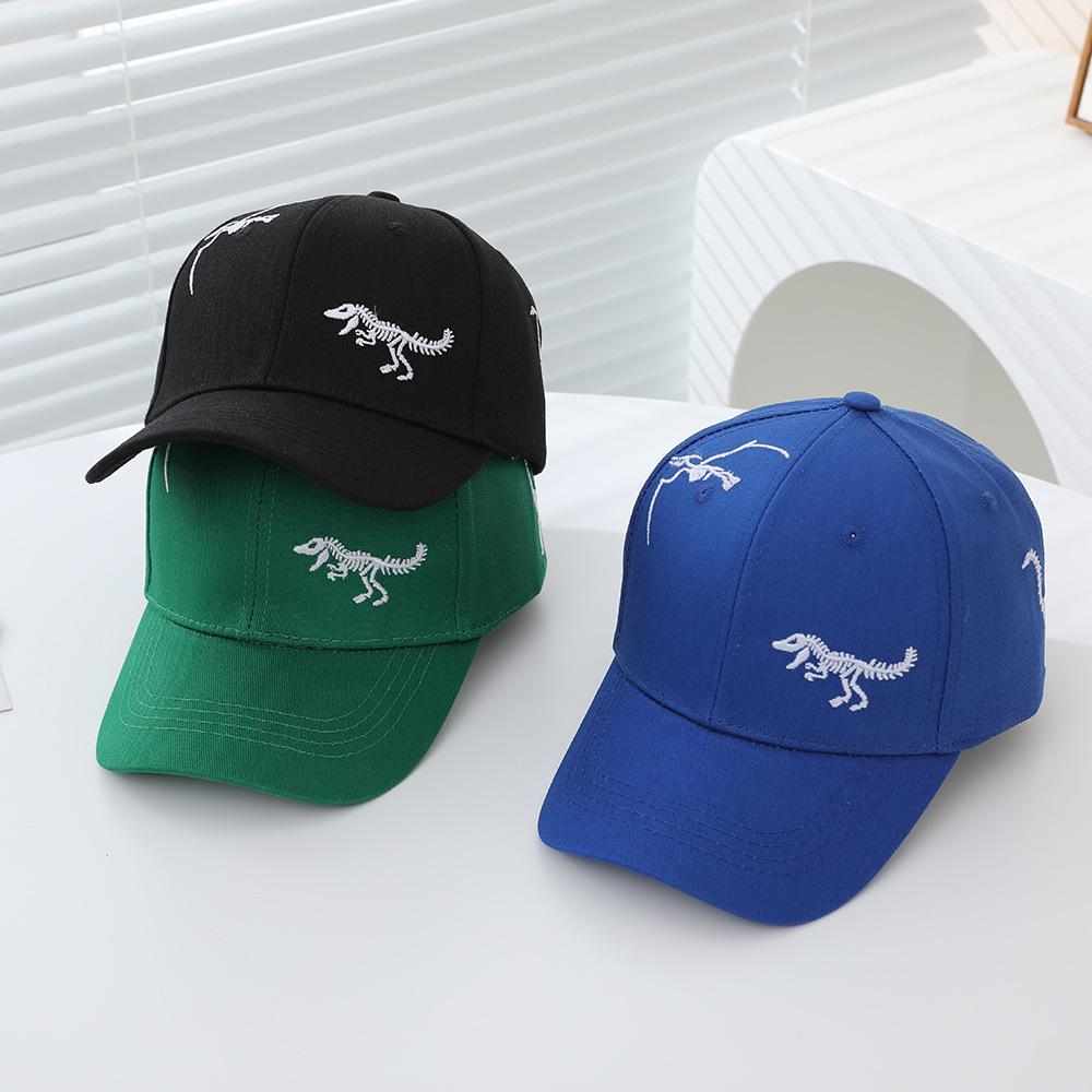 Spring And Autumn Dinosaur Bone Embroidery Hat Children'S Cap Cartoon Sun Hat Embroidery Baseball Cap