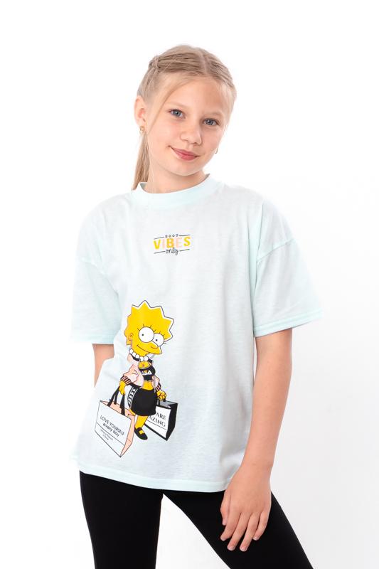 

Графічна футболка для дівчинки – Вільний крій та М яка бавовна, Літо, 6414-001-33-2-1 HC 140 м ятний