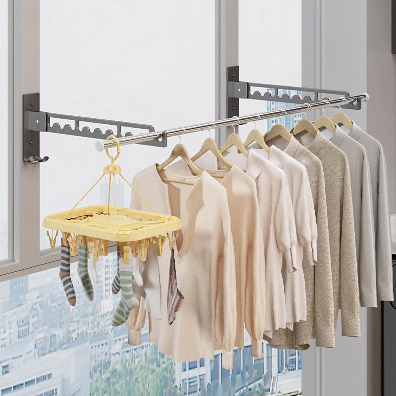 Balkongtorkställ i rostfritt stål Väggmonterat torkställ Badrumstorkställ Utrymmesbesparande för inomhusbruk 11 hål