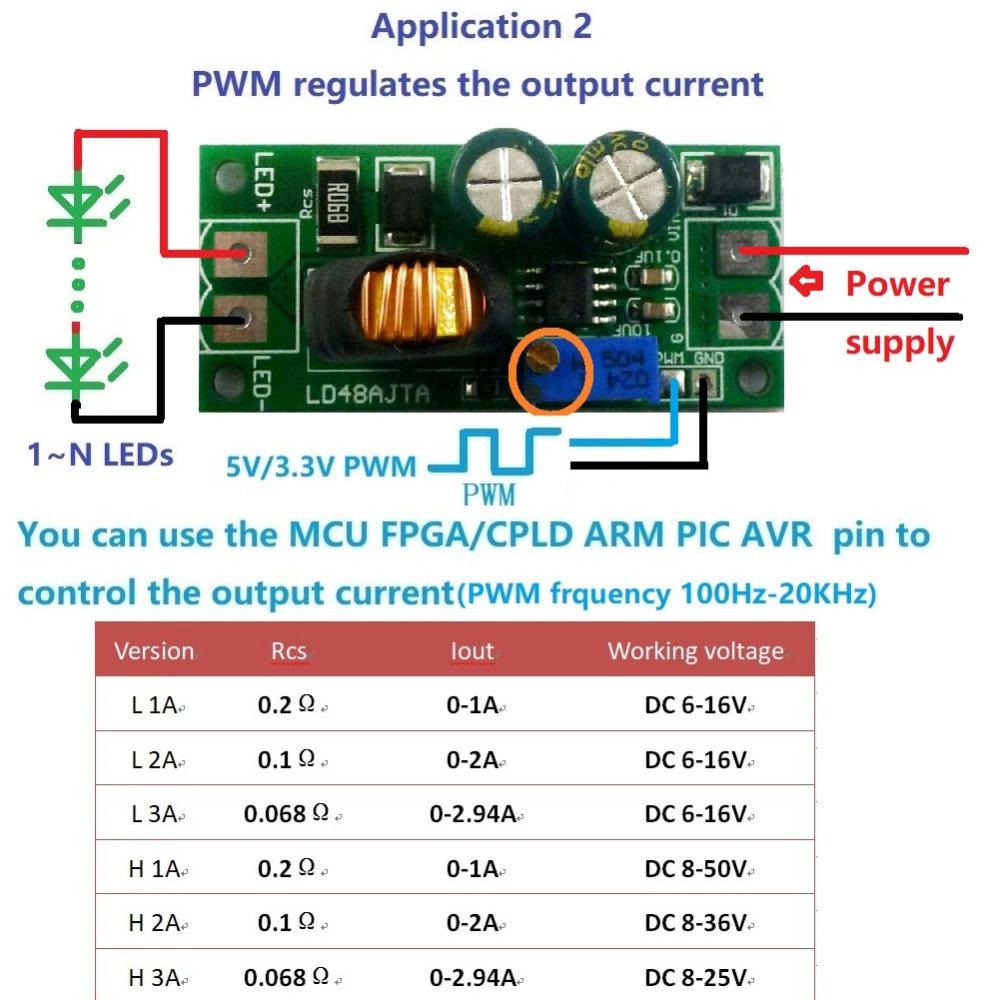 DC 6-50V PWM Regulator L 1-3A Adjustable Step Down Power Supply Current Converter LED Lighting