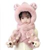 Winter Thick Hats Scarf Gloves Set With Long Scarf Warm Winter Plush Hooded Windproof Fluffy 3-in-1 Soft Hat Toddler