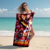 Personalized customized proof beach towel with Demon Slayer Nezuko pattern - soft, absorbent, quick-drying, perfect swimming, camping&bathing