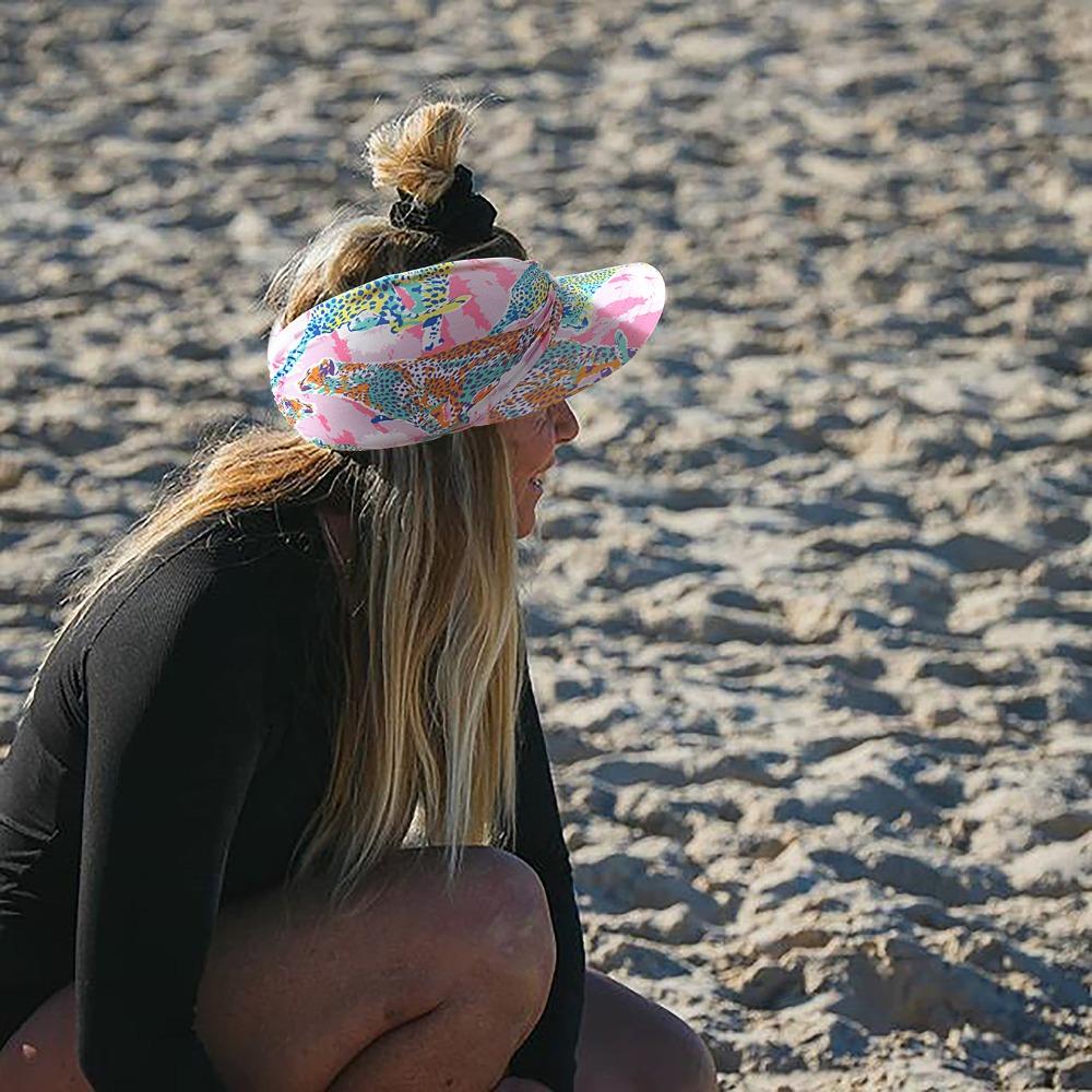 New Anti-UV Summer Visors Hat Flora Printing Breathable Empty Top Hat Empty Top Wide Large Brim Sun Hat Woman
