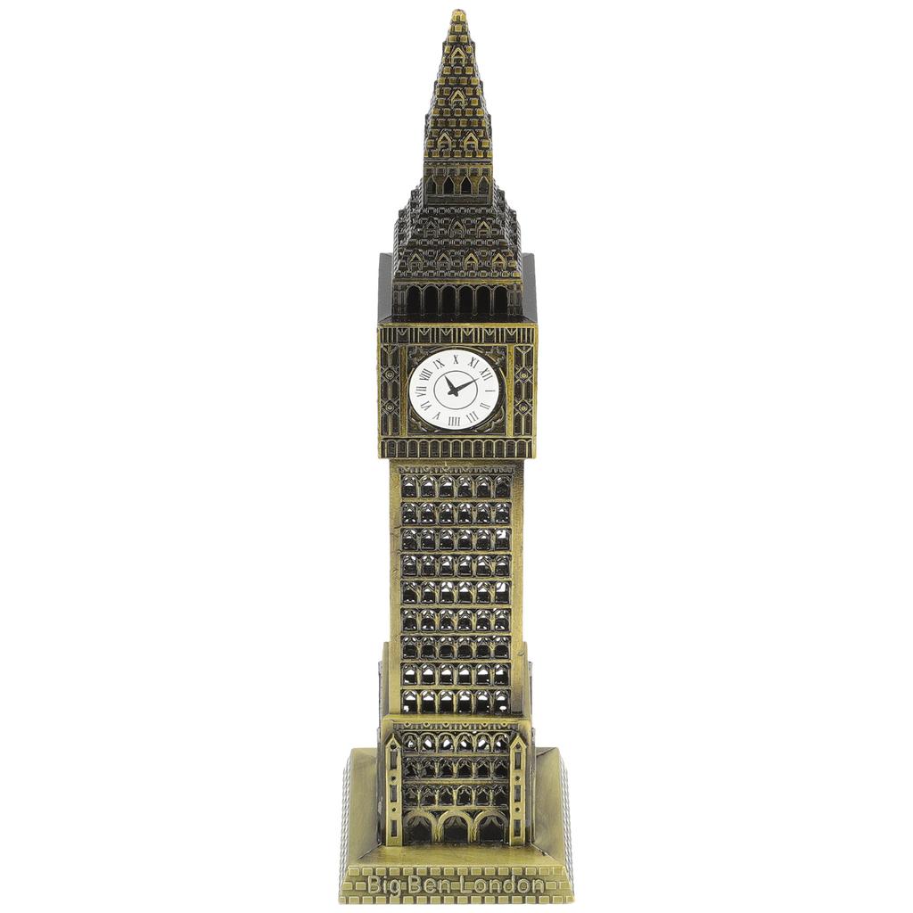 England Architecture Metal Sculpture Classic Stylized Ornament Home Decoration Desktop Decor Alloy Building Sculpture Vintage