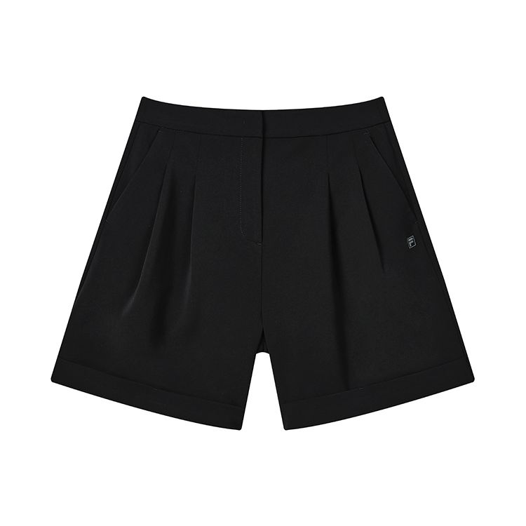 Fila Solid Logo Casual Sports Woven Shorts Women Shorts Black F11W227806F-BK