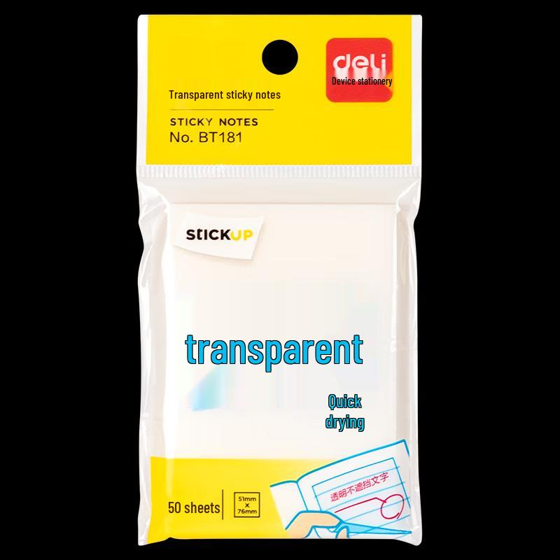 Deli BT181 Transparent Sticky Notes