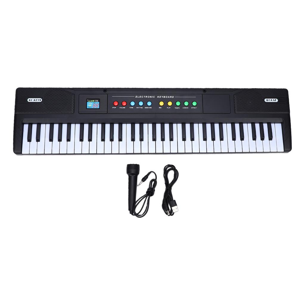 61 Key Electronic Keyboard Piano 8 Tones 16 Rhythms Recording Playback with Mic Teaching Mode Portable Music Keyboard