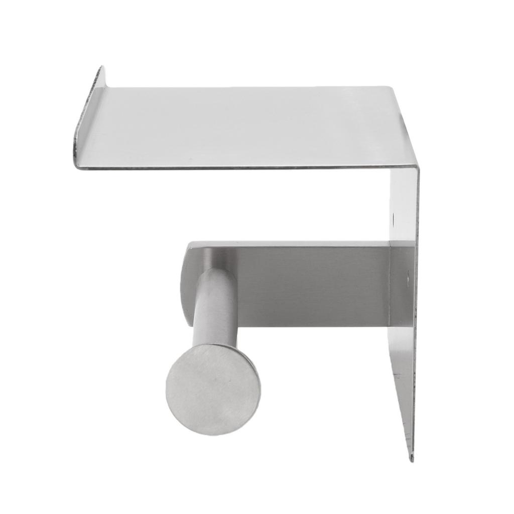 Toilet Paper Holder with Shelf 304 Stainless Steel Wall Mounted Phone Holder Rustproof for Bathroom