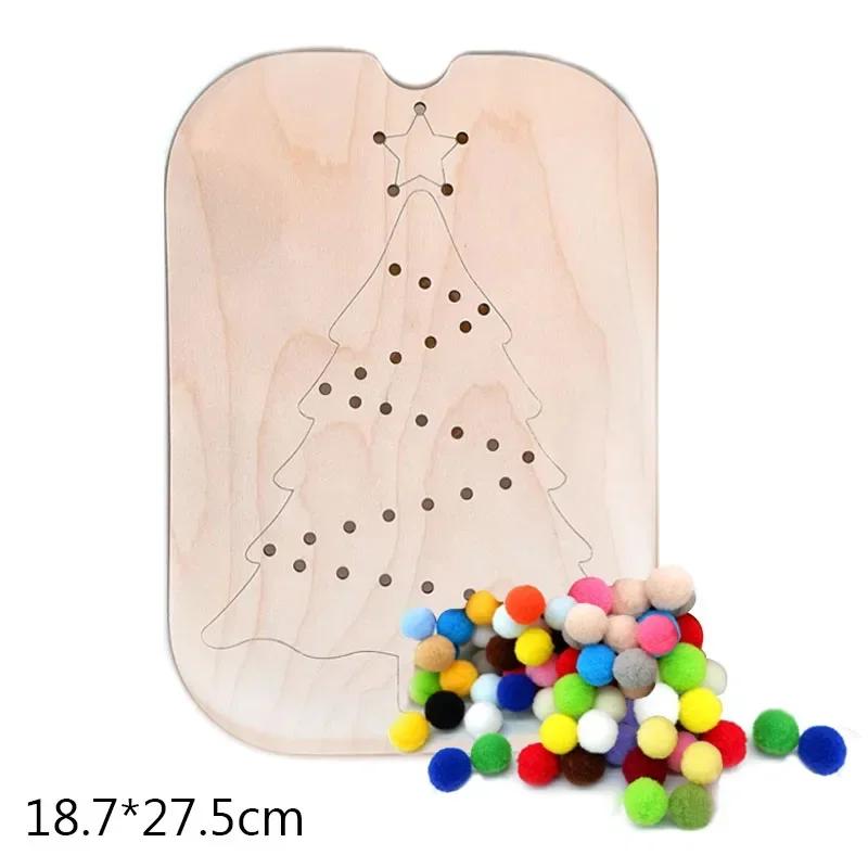 Children's Montessori Sensory Tray Board Game Wooden Christmas Tree Acorn Color Sorter Early Education Training Educational Toys