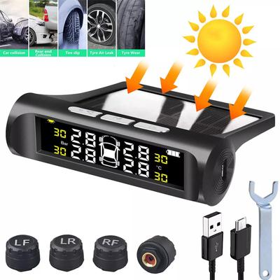 4 Sensors Car Tpms Tyre Pressure Monitoring System Solar Powered Digital Lcd Display Auto Security Alarm Tester Automotive Test
