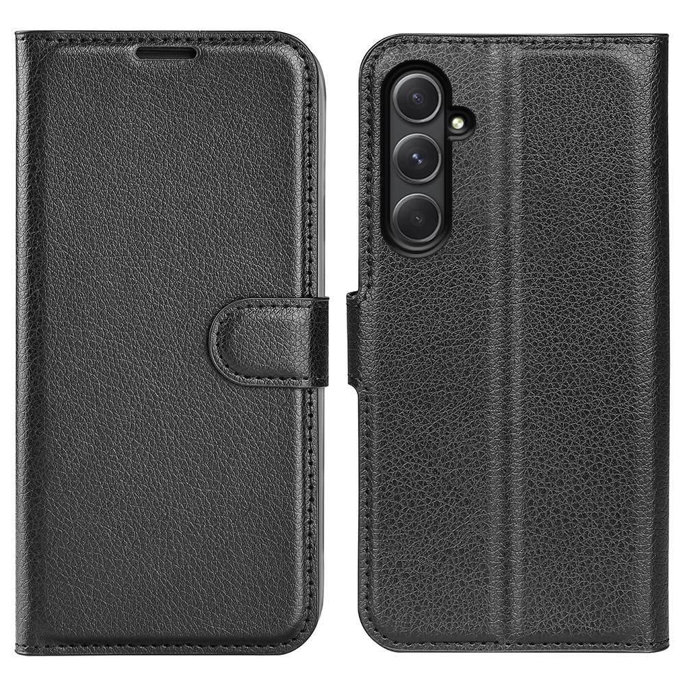

For Samsung Galaxy A55 5G Leather Litchi Texture Case Flip Wallet Phone Cover Black