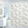 1pc stylish gray leaf pattern shower curtain quick dry  -   With Hooks Waterproof Mildew Proof Easy Install Washable
