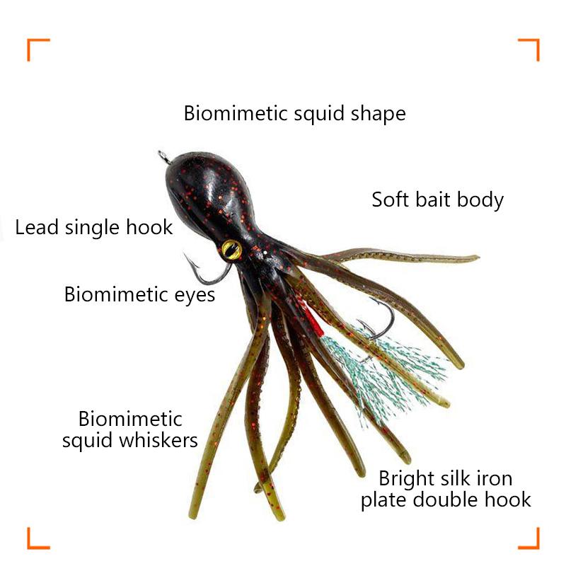 Blæksprutte Fiskesluk 19G Dobbeltkrog Kunstig Silikone Bløde Agn Treble Jig Synkende Blæksprutte Swimbaits Til Aborre Ørred Shad