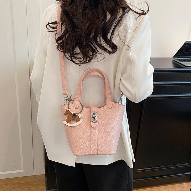 Korean Style Lychee Texture Women's Crossbody Bucket Bag - 2026 Fashionable & Versatile Handheld Vegetable Basket