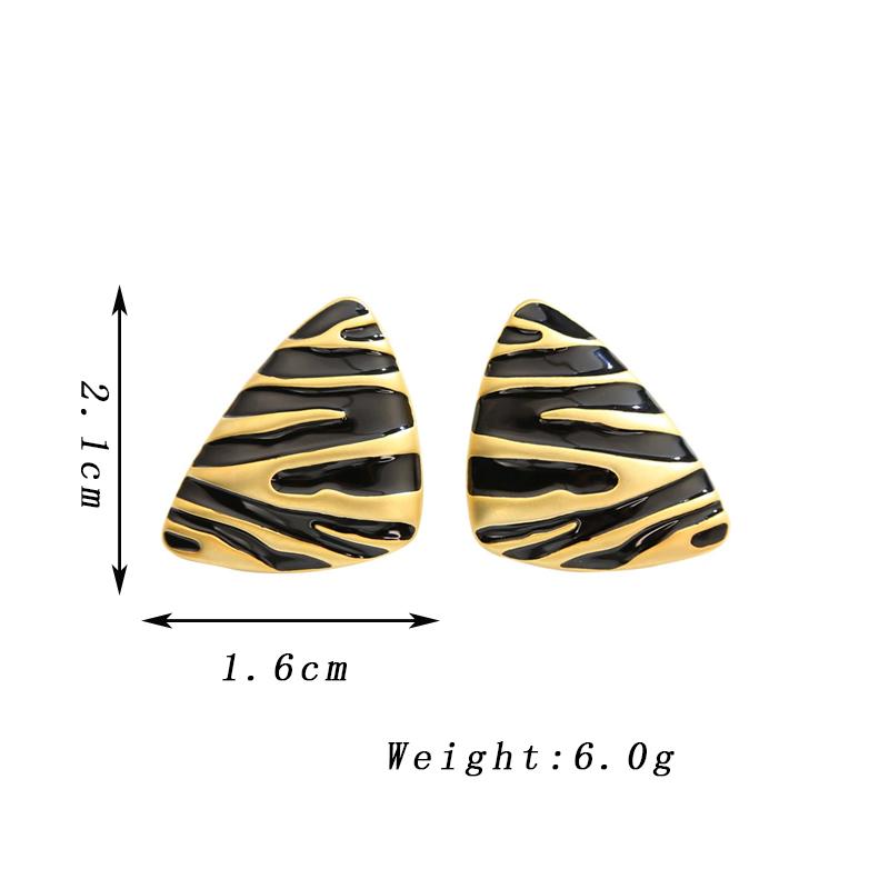 

Geometric Irregular Stripes Drop Earrings for Women Golden Black Enamel Oil Triangle Dangle Earrings Party Punk Trendy Zircon