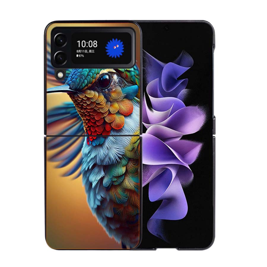 The Spirit of Hummingbirds Phone Case For Samsung Z Flip 7 6 5G Galaxy Z Flip4 Z Flip5 Z Flip3 Coque Black Hard PC Shell Protect