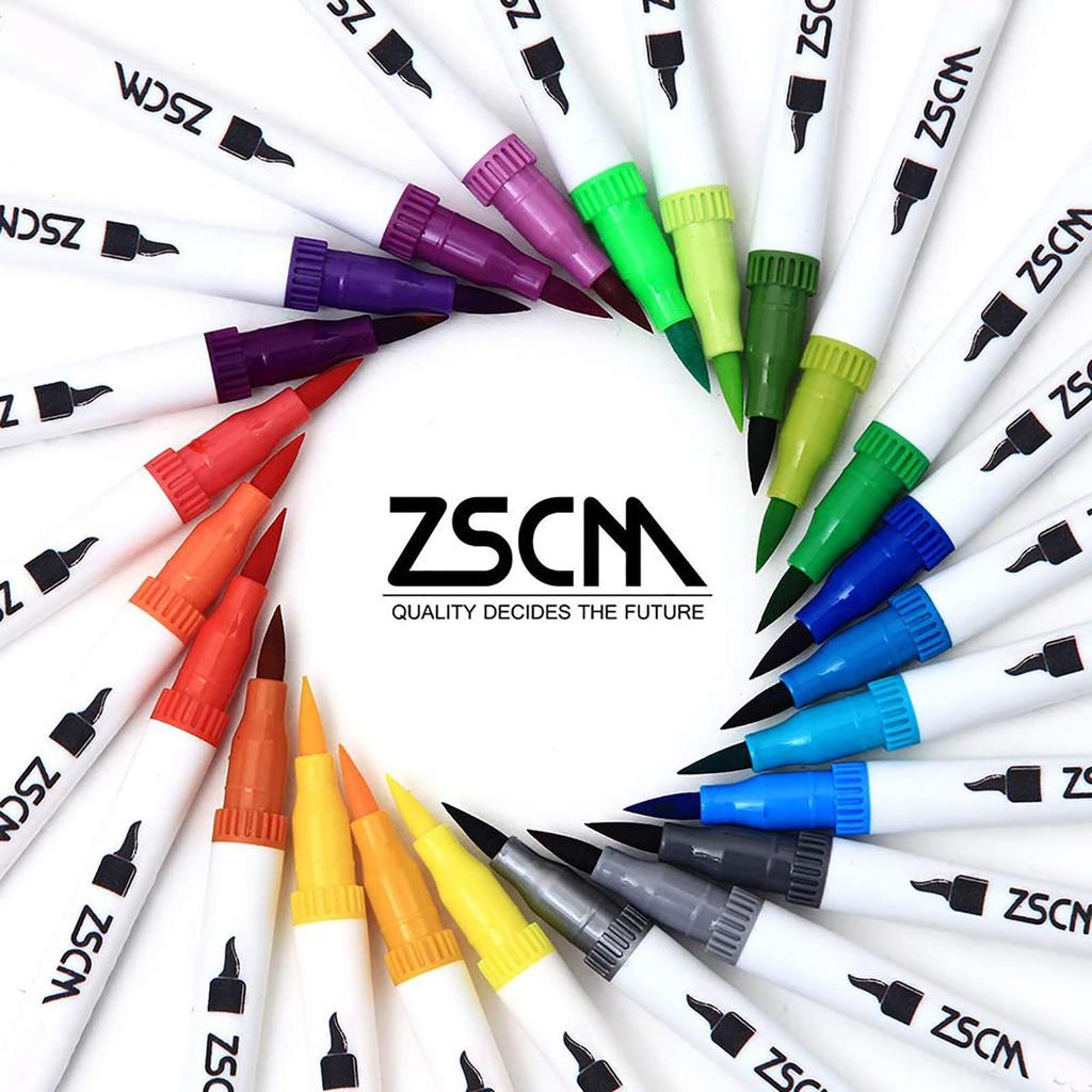 M ZSCM Color Pen 60-Color Set, Watercolor Brush, Artist Brush, Fine Tip, Dual Tip, Art Marker Pen Set, Paintbrush, Coloring Book, Office Supplies, Sta