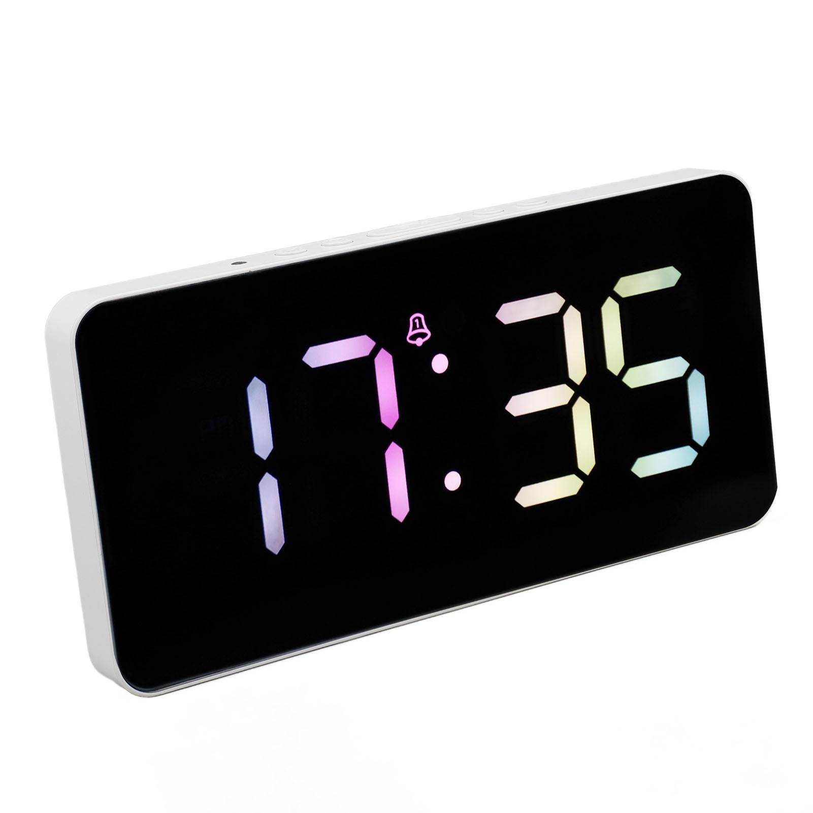 

LED Mirror Clock Automatic Photosensitive USB Charging LED Digital Alarm Clock with Dual Alarms for Home Bedroom Office