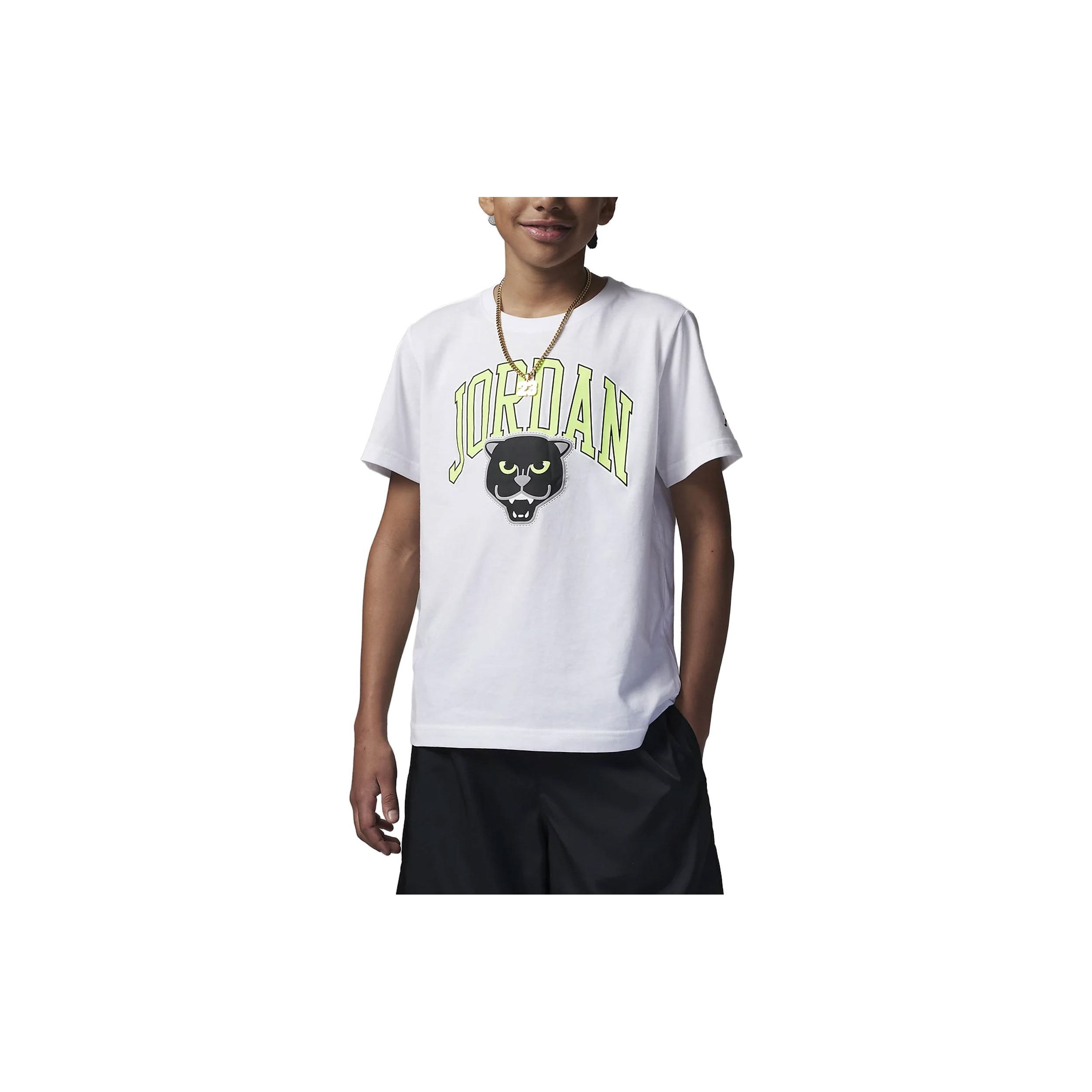 

Jordan Panther Letter Print Round Neck Short Sleeve T-Shirt Kids Tops White FQ3609-100 L