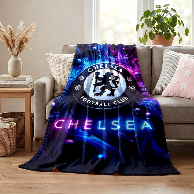 Chelsea FC Blanket Flannel Blanket Soft Cozy Plush Throw for Sofa Bed Lightweight Home Decoration