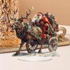 Weihnachtsmann Schlitten Rentier Figur 2D Acryl Tischdeko mit Weihnachtsmann und Rentier für Heimparty Winterurlaub Weihnachtsdekorationen