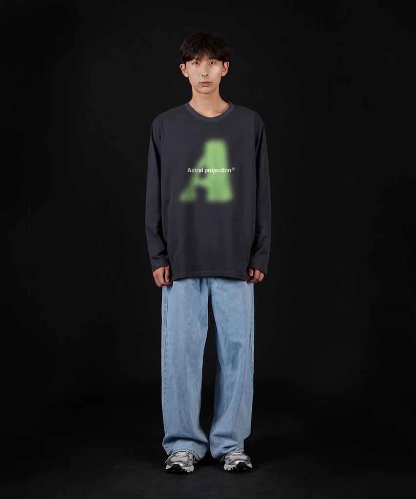 ASTRAL PROJECTION Big A Oversized Long Sleeve T-Shirt_Charcoal