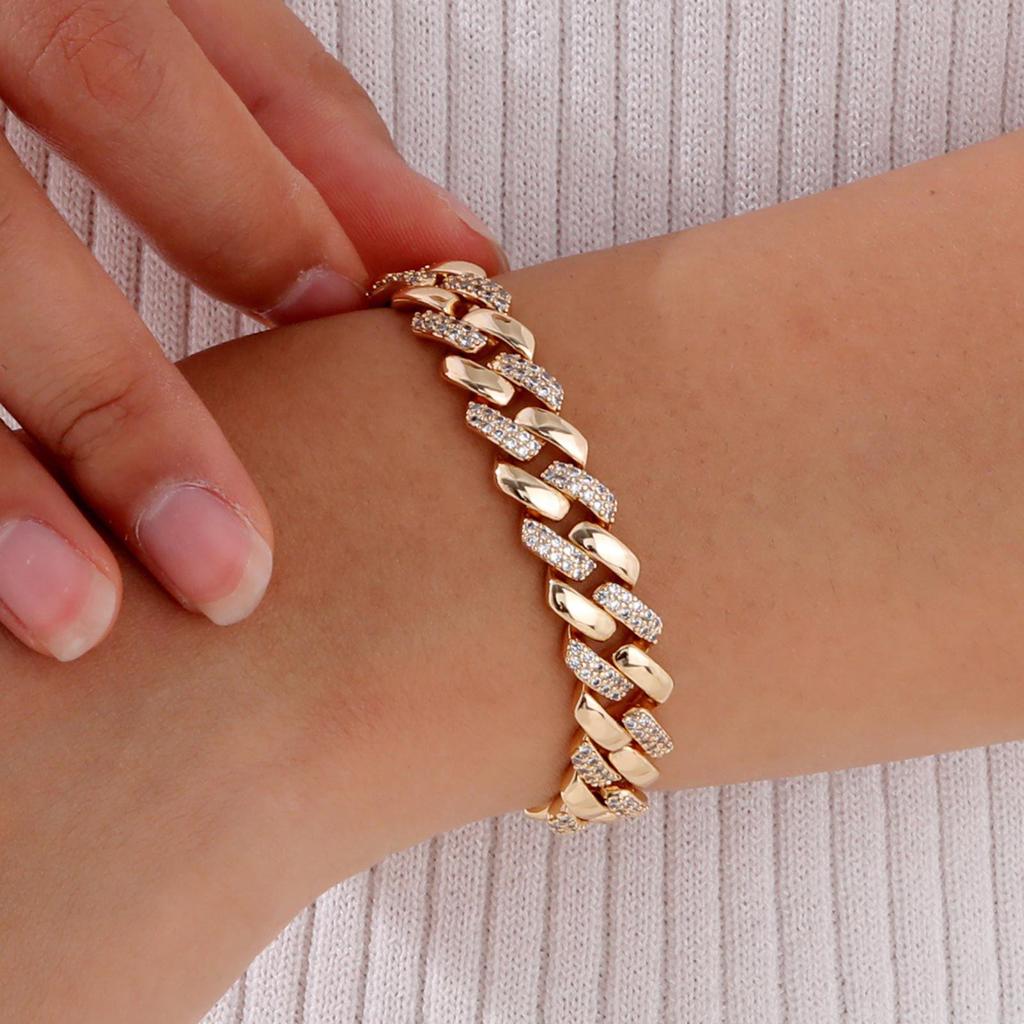 Women's Fashionable Golden Copper Cross Bracelet - PBR-220