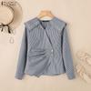 ZANZEA Women V-Neck Casual Long Sleeve Stripe Blouse