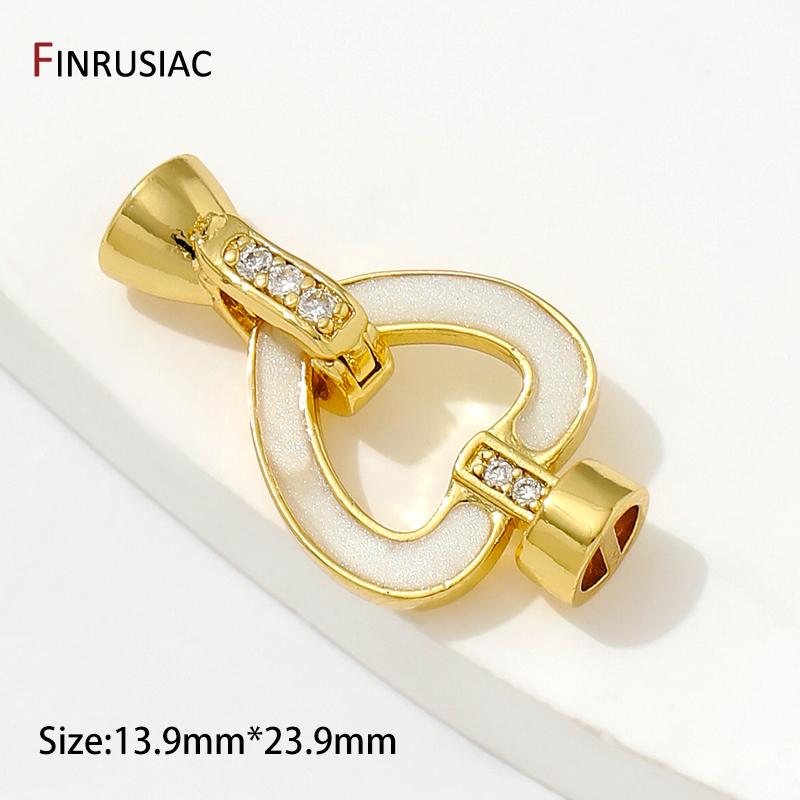 

18K Gold Plated Brass Pearl Clasps Connector Fasteners,Enamel Heart Closure Lock Clasps For DIY Jewelry Making Supplies 1 piece