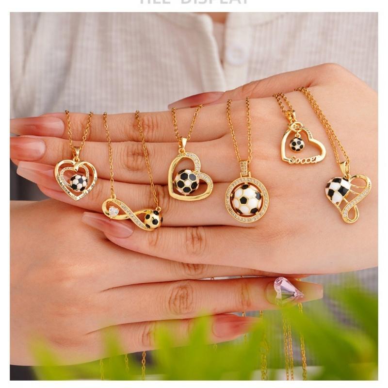 Creative Stainless Steel Heart Football Pendant Necklace For Men Women Party Sports Style Football Fans Necklace Jewelry Gift
