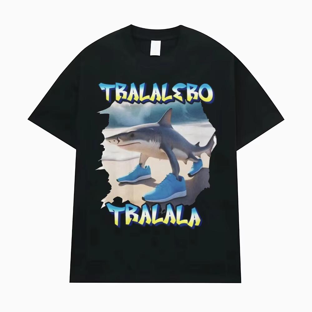 2025 Summer New Hot Tralalero Tralala Funny Shark Graphic Printing Men's and Women's Casual T-shirt O Collar Men's Clothes